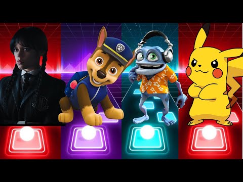 WEDNESDAY ADDAMS vs PAW PATROL vs CRAZY FROG vs PIKACHU | Tiles Hop EDM RUSH