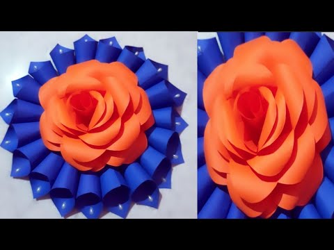 Unique Paper Flower Wall Hanging//Cardboard Wall Hanging//Rose Flower Making//Wall Decor Ideas//