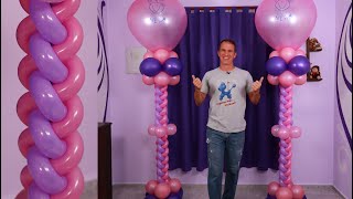 TRENZA DE GLOBOS 🤩 como hacer columnas de globos y decoración con globos - globoflexia - gustavo gg