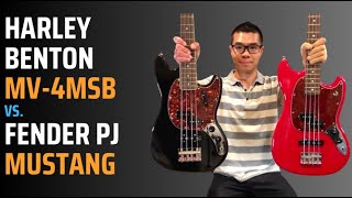 Video thumbnail for Harley Benton MV-4MSB mustang bass vs. Fender Mustang PJ - same modification + TI flats! by Jonathan Wong 458 Music