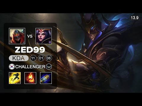 ZED99 Zed vs LeBlanc Mid - KR Grandmaster - Patch 13.9 Season 13