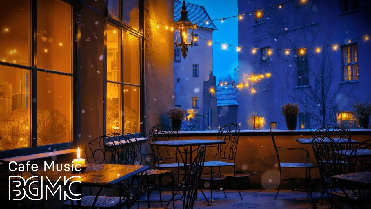 Cozy Winter Night Cafe Ambience ❄️ Relaxing Slow Bossa Nova Music for a Snowy Evening