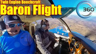 360 Twin Engine Beechcraft Baron Flight  - VR