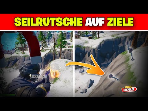 SCHIESSE AUF EINER SEILRUTSCHE AUF ZIELE FORTNITE AUFGABE WOCHE 2 SAISON 4