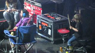 Taylor Hawkins son playing drums backstage at Reading Festival 12