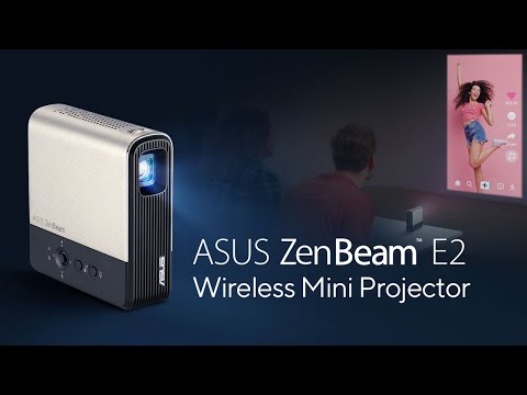 ASUS ZenBeam E2 mini LED projektorius, automatinio portreto režimas, 300 LED liumenų, WVGA (854 x 480), belaidė projekcija, lauko projektorius, įmontuota baterija, iki 4 valandų vaizdo atkūrimas, maitinimo blokas, USB Type-A, HDMI ®, 5 vatų garsiakalbis video