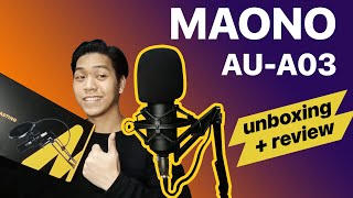 Video thumbnail for MAONO AU-A03 Condenser Microphone Unboxing & Review by Kim Fajardo