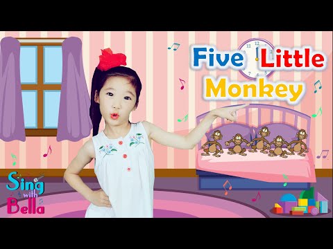 Five Little Monkeys with lyrics | Sing and Dance Along | Kids nursery rhyme by Sing with Bella