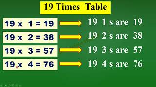 19 times tables  in pair mode with text | Proper pronunciation  | #Prism_Infotech_Hassan
