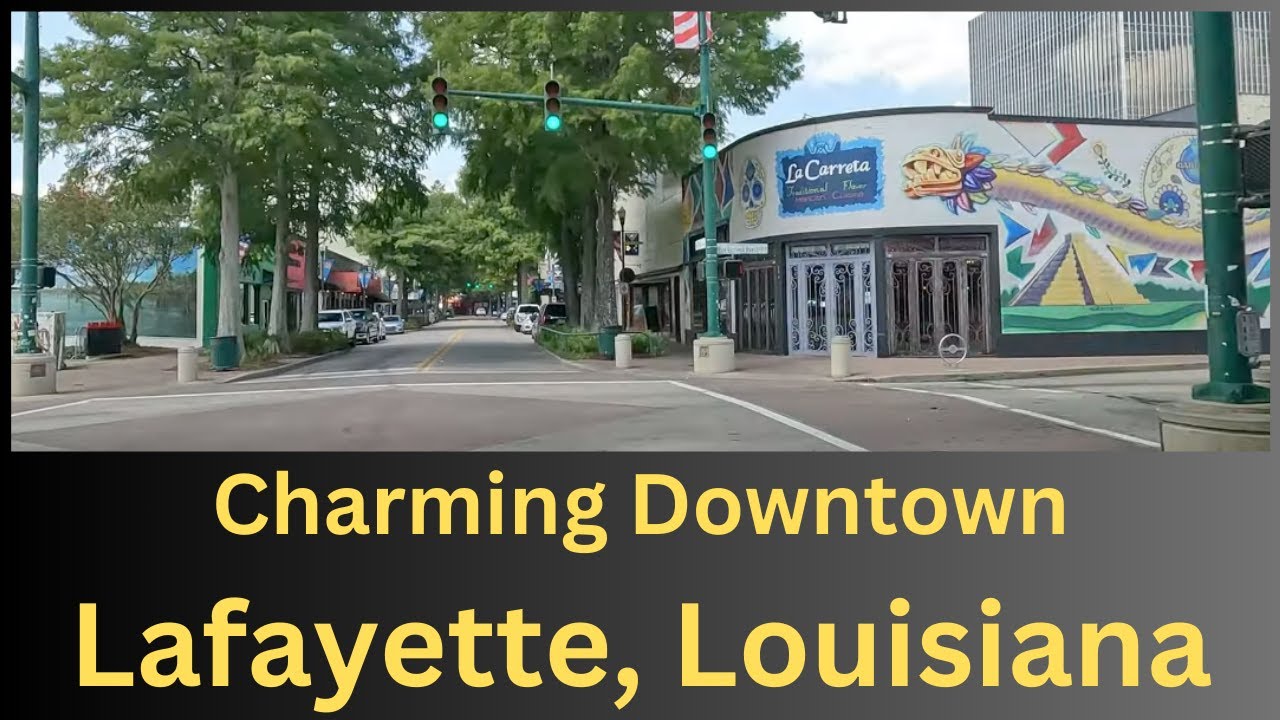 Immersive street-level walking tour through Lafayette Louisiana Downtown, United States, showcasing authentic urban landscapes, local architecture, and the vibrant atmosphere of the city's neighborhoods