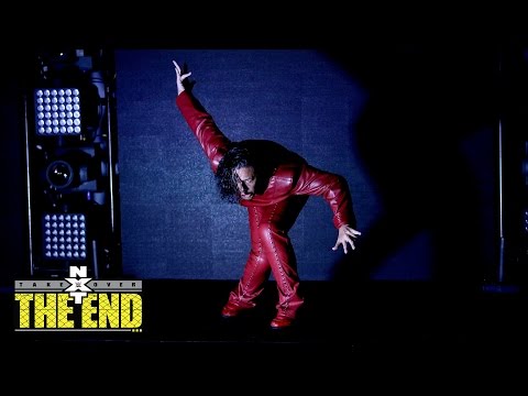 Nakamura makes his entrance for his bout with Austin Aries: NXT TakeOver: The End... on WWE Network