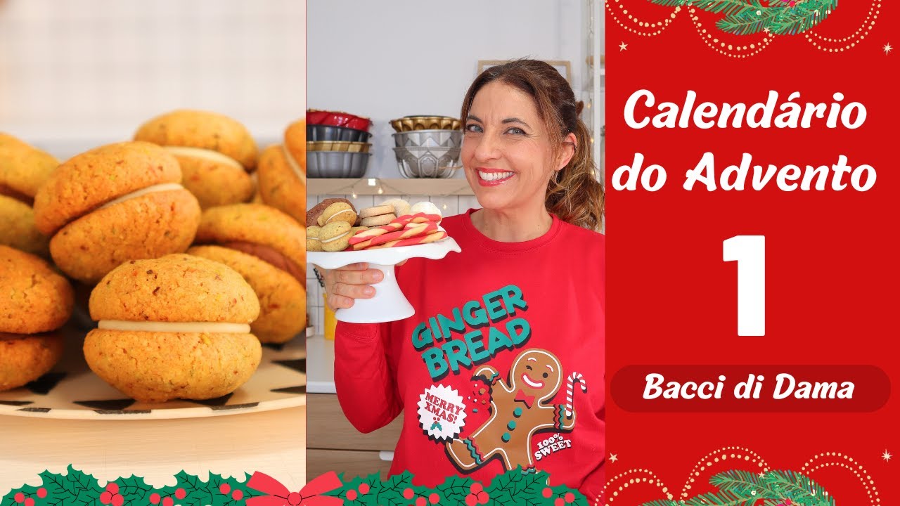 Bacci di dama de pistácio e chocolate branco- Calendário do Advento 1