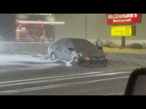 Cars Stuck as 'Blinding' Conditions and 'Dangerous' Lake Effect Snow Hit Michigan