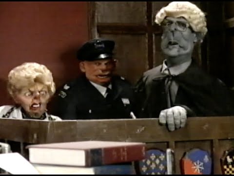 John Major and Maggie Thatcher are tried for their crimes | Spitting Image 1993