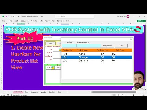 POS System with Inventory Control in Excel VBA Part-12: Product List Userform Creation