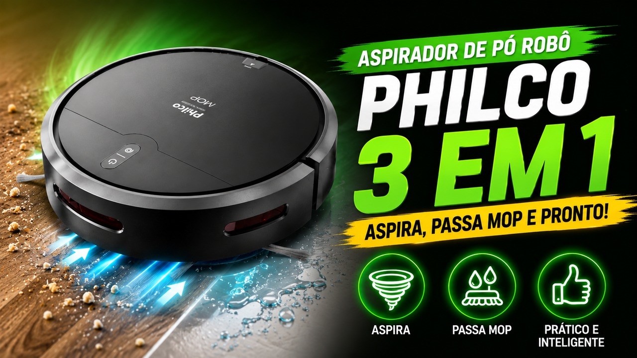 Miniatura da avaliação em vídeo de Aspirador Robô Philco PAS23 Preto Bivolt Anticolisão