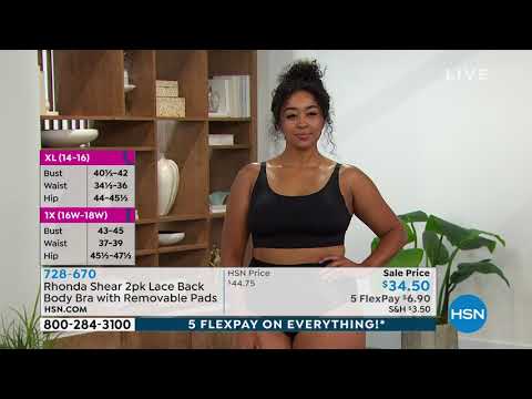 Rhonda Shear 2pack Lace Back Body Bra with Removable Pads