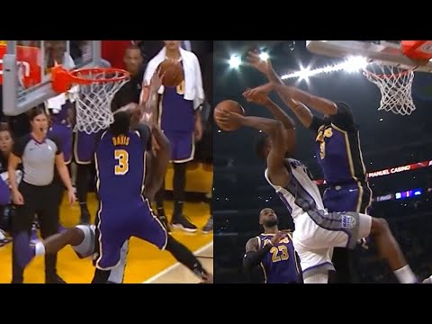 Anthony Davis With The Game-Saving Block On Harrison Barnes | Kings vs Lakers