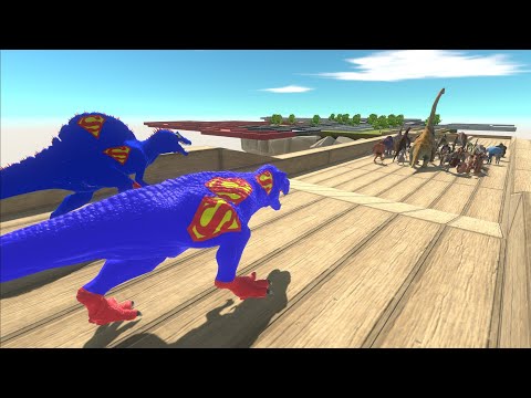 Trying to escape from Superman T-Rex & Spinosaurus - Animal Revolt Battle Simulator ARBS