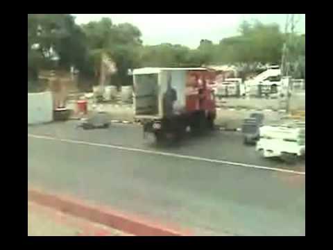 Boeing 737 hits a parked truck ... Wham!