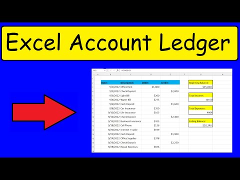 Business Account Ledger - Debit and Credit With Ending Balance - Excel
