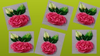 Brazilian embroidery hand work Pink Rose flower 🌼 design|new ideas Fashion| 2025 video viral.