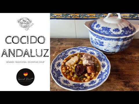 Most famous Spanish Chickpeas soup - Cocido Andaluz