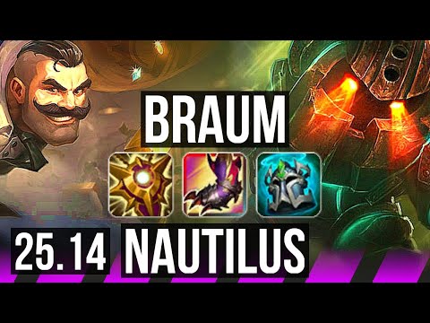 BRAUM & Nilah vs NAUTILUS & Ziggs (SUP) | 15k DMG | KR Master | 25.14