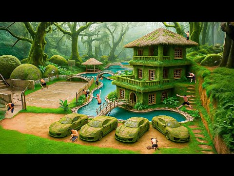 100 Days Building a $1M Luxury Clay House with Basketball Court and Supercars Using Primitive Tools