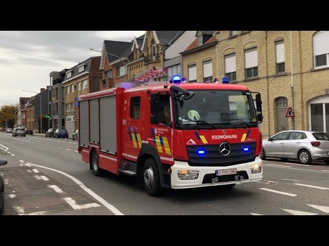 Uitruk eerste autopomp A457 brandweer Ieper voor brandinterventie