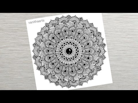 How to draw a Mandala Art for Beginners Step by Step Tutorial Easy Mandala Drawing vanithaarts