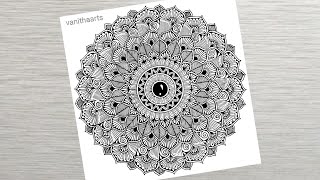 How to draw a Mandala Art for Beginners Step-by-Step Tutorial | Easy Mandala Drawing | #vanithaarts