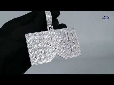 Fully Iced Out Moissanite Diamond Hip Hop Pendant In 14 Kt White Gold For men