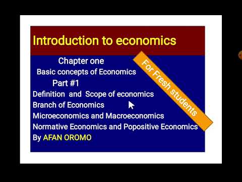 Introduction to economics for fresh students Chapter one Part 1 by Afaan Oromo