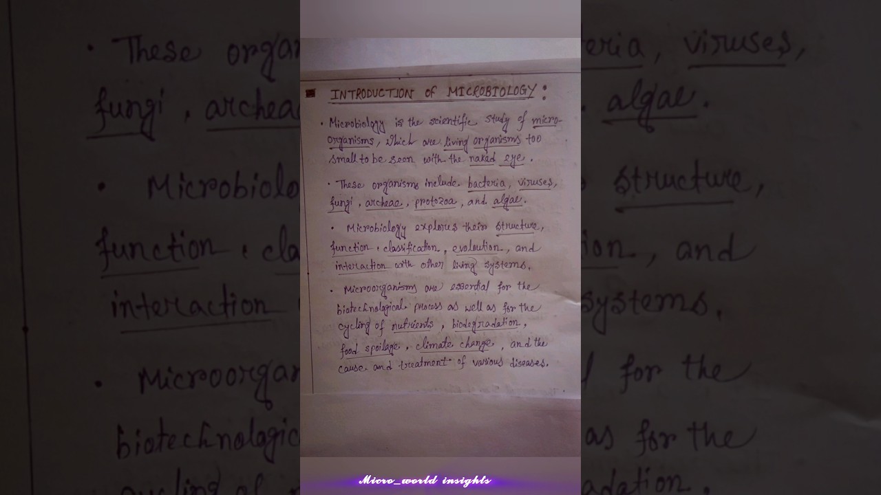 Introduction, Scope & importance of Microbiology || Notes | #microbiology #handwrittennotes