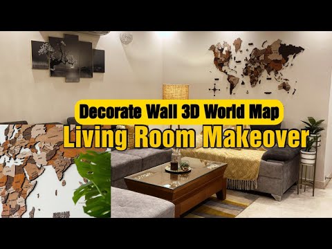 English wooden 3d world map housewarming gift living room wa...