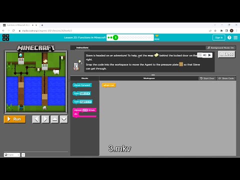 L20-3 |Code.org | Express-2021 | Lesson 20:  Functions in Minecraft | level 3