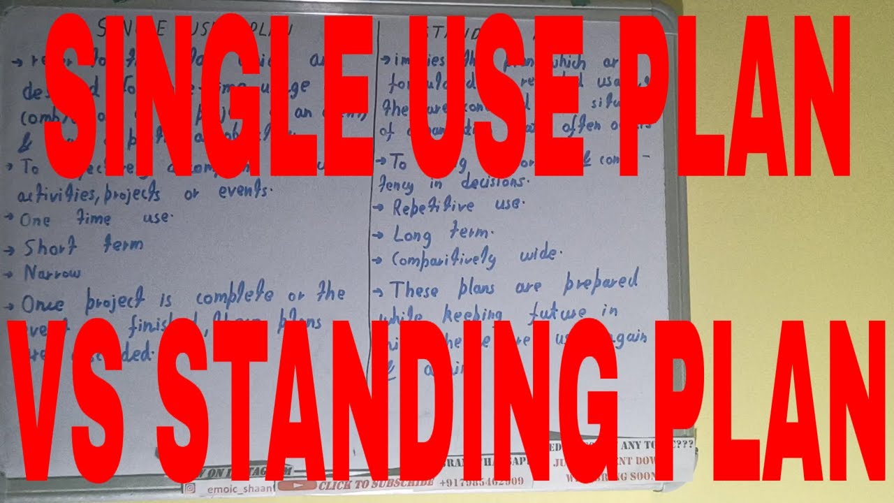 What are standing plans and single use plans? Ask Archive