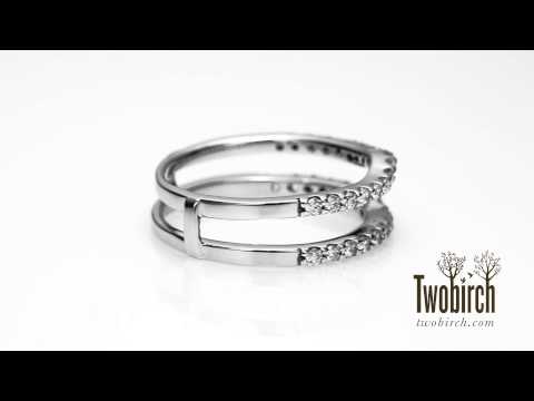 0.24 ct. Double Shared Prong Curved Ring Guard - TwoBirch  TB-GUARD-0078-WG-E