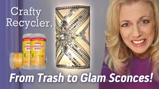 DIY Glam light up wall sconce / upcycled @CraftyRecycler