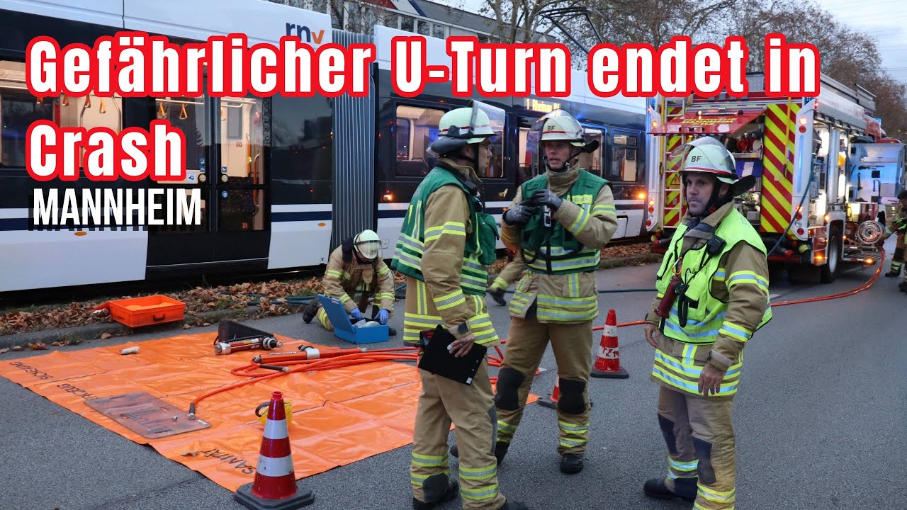 Lebensgefährlicher Fehler in Mannheim: Transporter wird von Straßenbahn erfasst