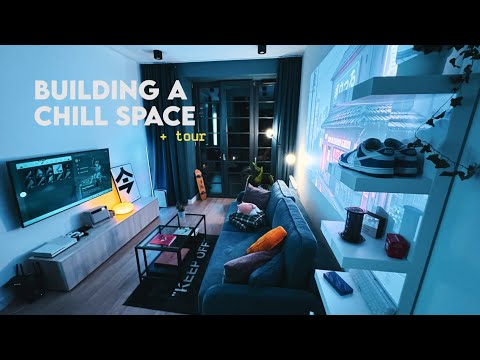 how to create a chill vibe in your apartment + tv setup tour ☁️