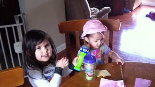 Beatboxing 1 year old & her 5 year old sister break it down