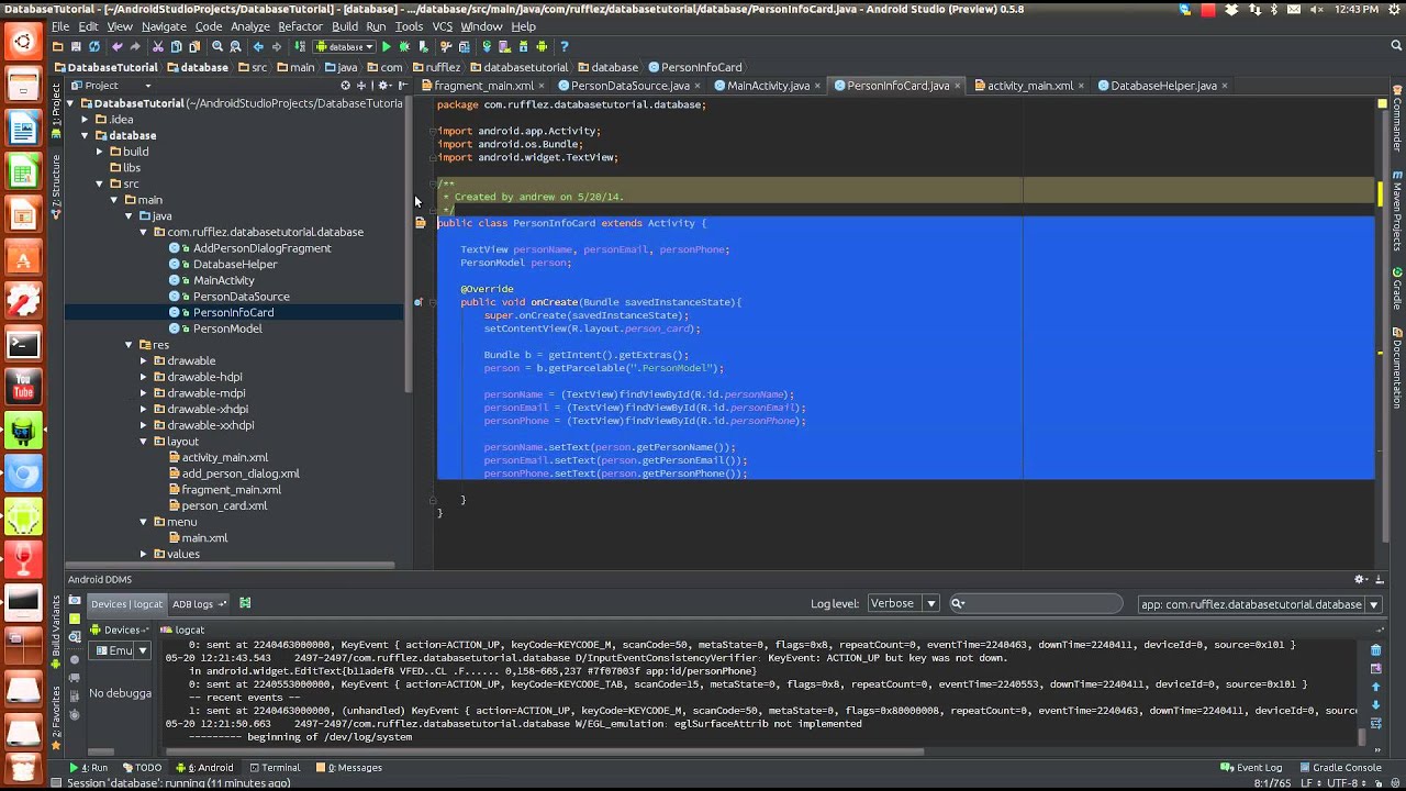 Android SQLite Database Tutorial Part 2