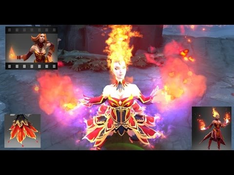Dota 2 Lina Mix Set Infused Dress of the Bewitching Flare/Arcana Fiery Soul of the Slayer
