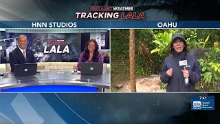 Manoa Stream rising, road hazards across Oahu from Tropical Storm Lala