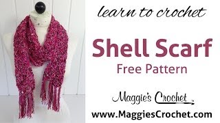 Beginner Shell Scarf Free Crochet Pattern with Hipster & Enchant Yarn - Right Handed