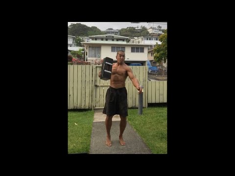 Day 79 Home Workout in Hawaii - Single Arm Overhead Jerk Press - July 28, 2020 6:25 pm