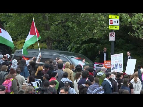 Pro-Palestinian protest outside White House Correspondents' Association dinner venue | AFP