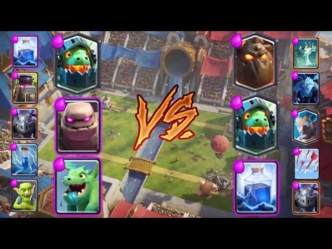 Golem Double Dragons Deck win against Lava Hound Inferno Dragon lightning - Challenge Mode